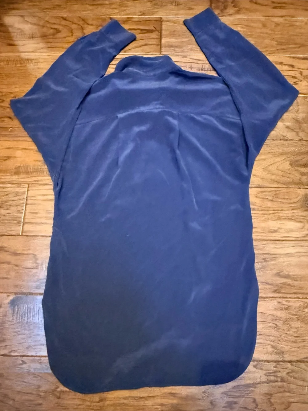 Kate Spade New York 100% Silk Navy Button Up Blouse Size 2 Long Sleeve Dual Pock